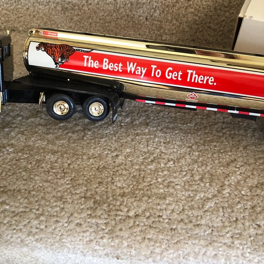 Vintage Exxon Black and Red Toy Tanker Truck Coin Bank